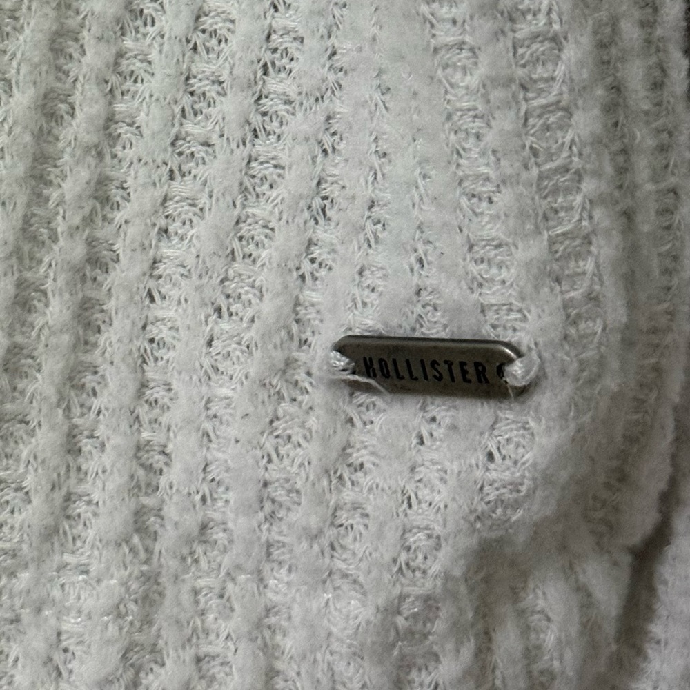 Hollister Vintage Waffle Knit 2 Tone Sweater w Back Cutouts Size Small Tan White - Picture 3 of 6